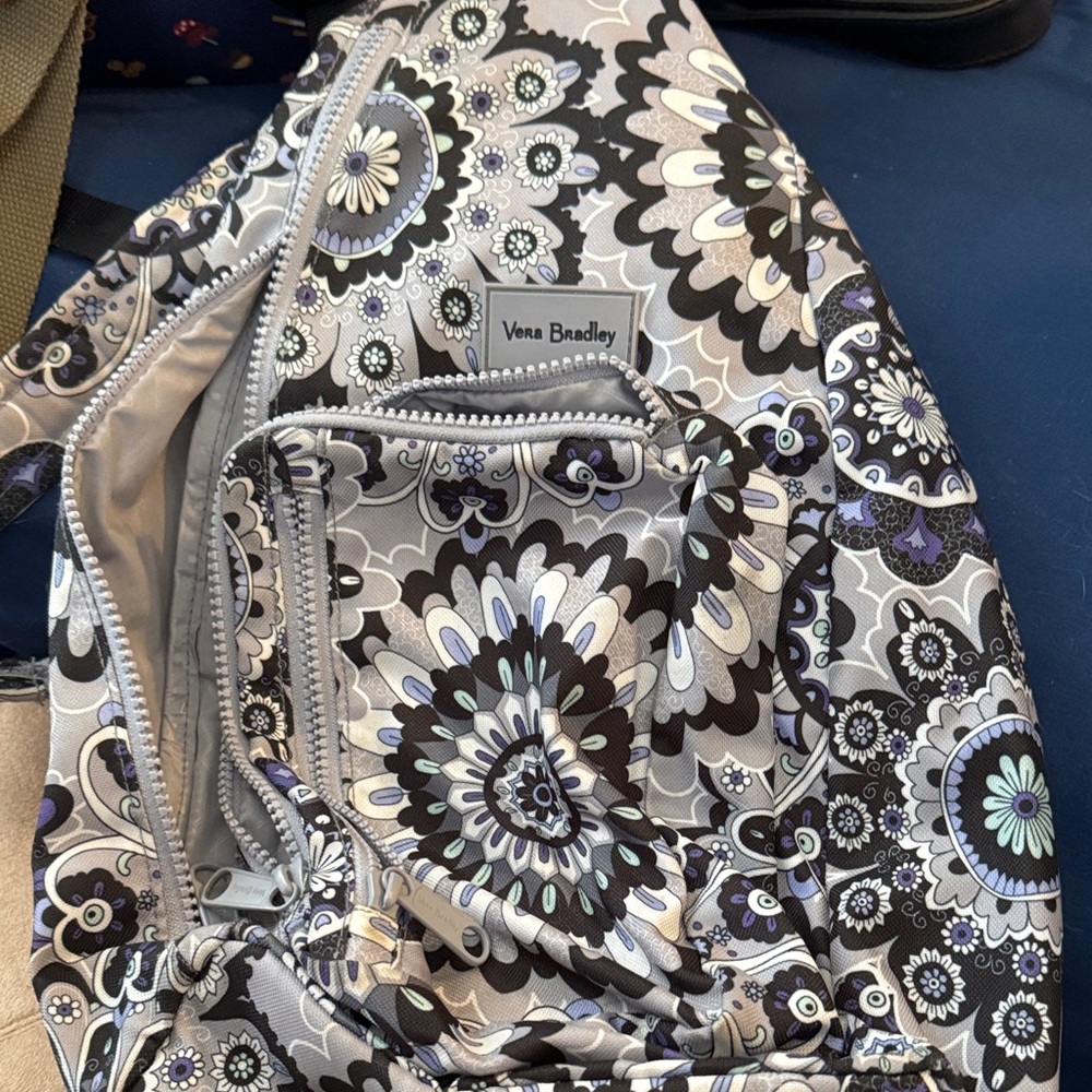 Vera Bradley Black and Gray Floral Backpack